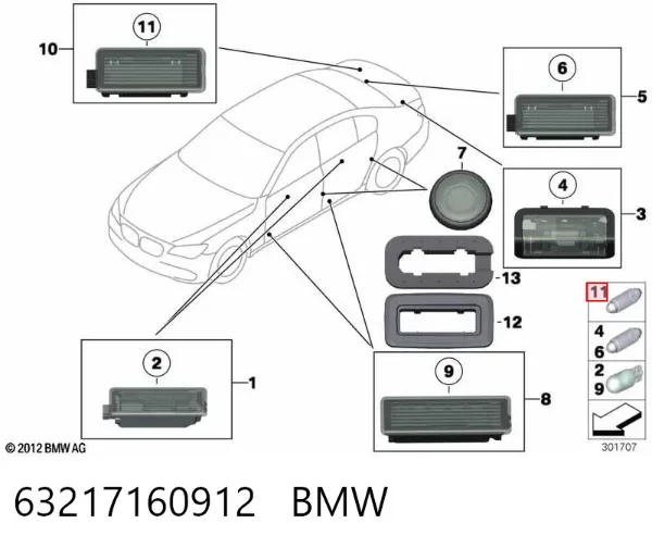 Lâmpada halógena, luzes máximas/médias 63217160912 BMW
