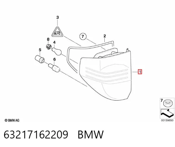 Lanterna traseira esquerda externa 63217162209 BMW