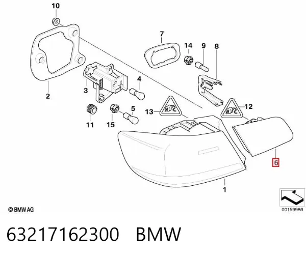 Lanterna traseira direita interna 63217162300 BMW