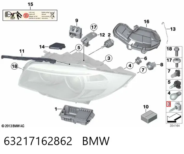 Lâmpada de xénon 63217162862 BMW