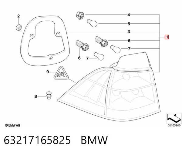 Lanterna traseira esquerda 63217165825 BMW