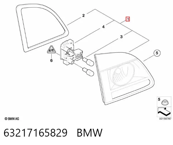 Lanterna traseira esquerda interna 63217165829 BMW