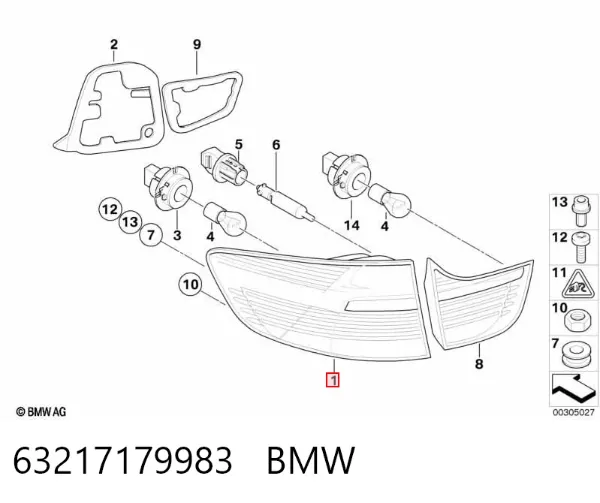 Lanterna traseira esquerda externa 63217179983 BMW