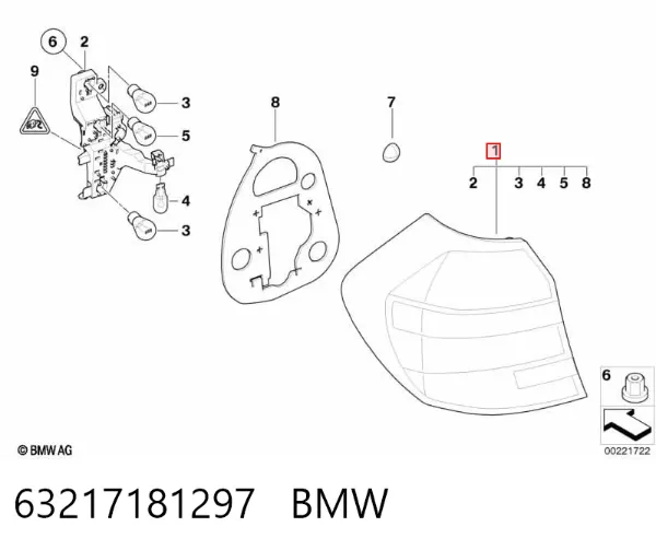 Lanterna traseira esquerda 63217181297 BMW