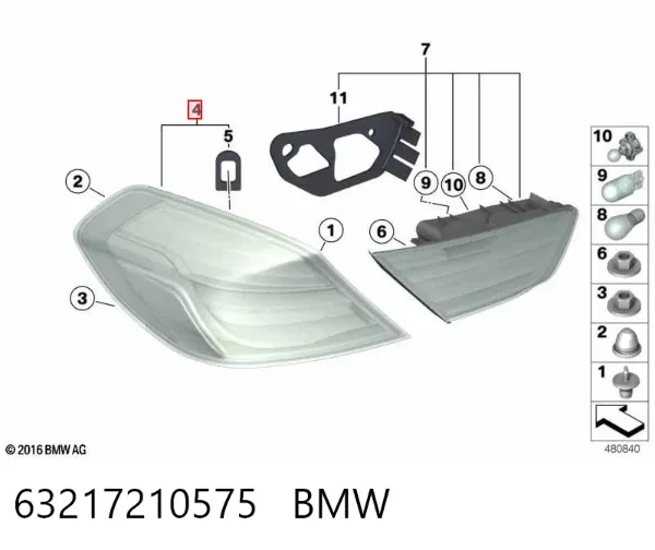 Lanterna traseira esquerda 63217210575 BMW