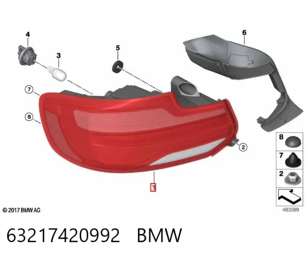 Lanterna traseira direita 63217420992 BMW