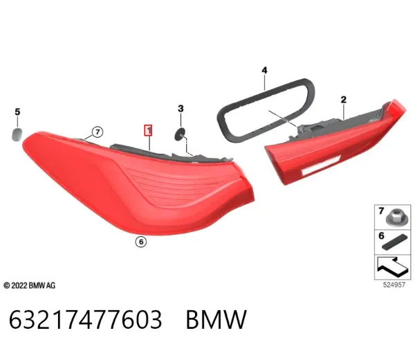Lanterna traseira esquerda externa 63217477603 BMW