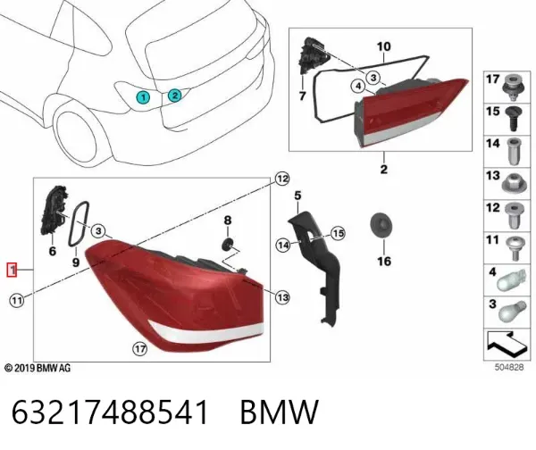 Lanterna traseira esquerda 63217488541 BMW