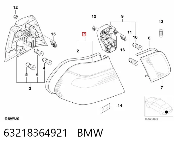 Lanterna traseira esquerda externa 63218364921 BMW