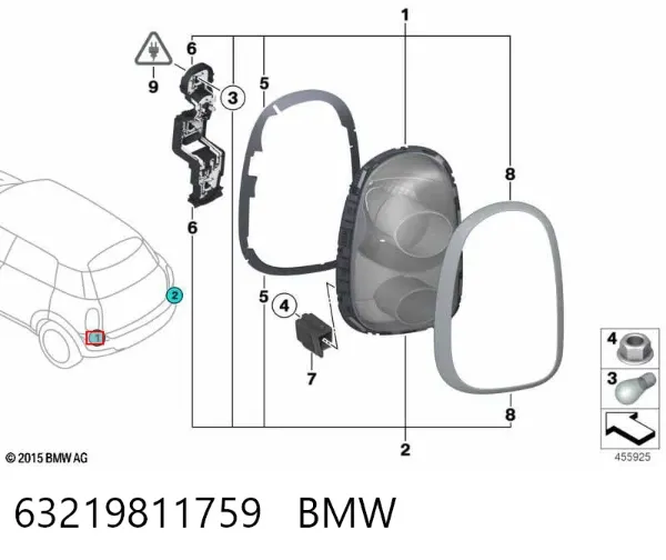 Lanterna traseira esquerda 63219811759 BMW