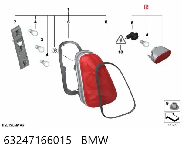 Lanterna de nevoeiro traseira 63247166015 BMW