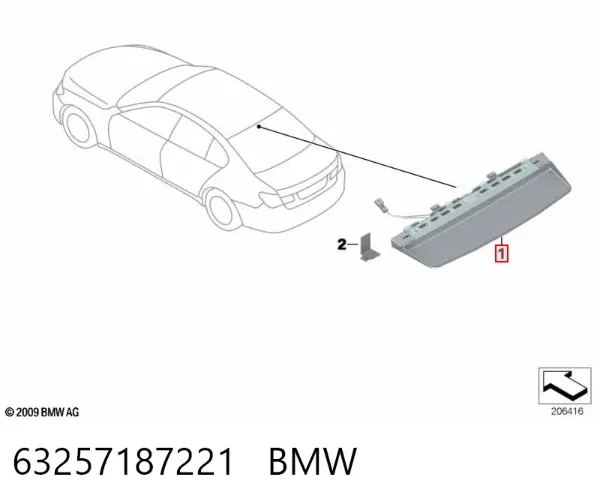 Sinal de parada traseiro adicional BMW 7 F01, F02, F03, F04