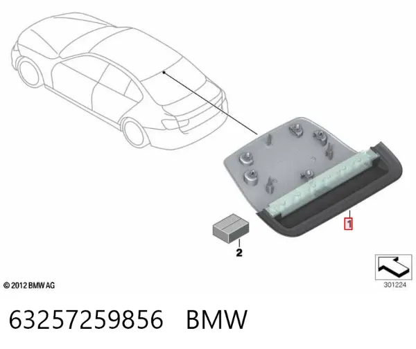 Sinal de parada traseiro adicional 63257259856 BMW