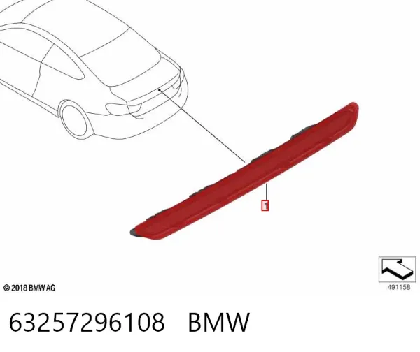 Sinal de parada traseiro adicional 7296108 BMW