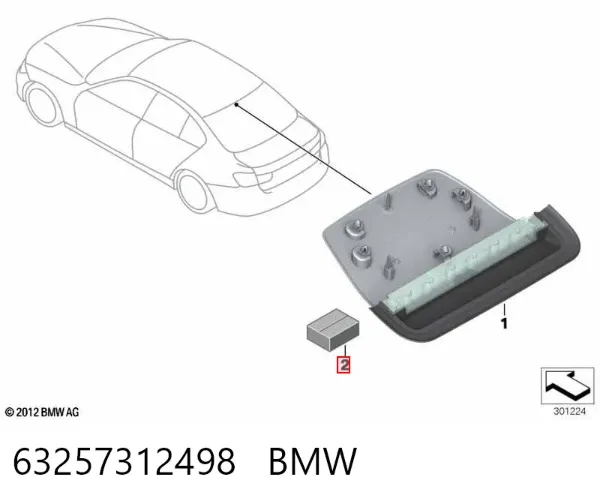 Sinal de parada traseiro adicional 63257312498 BMW