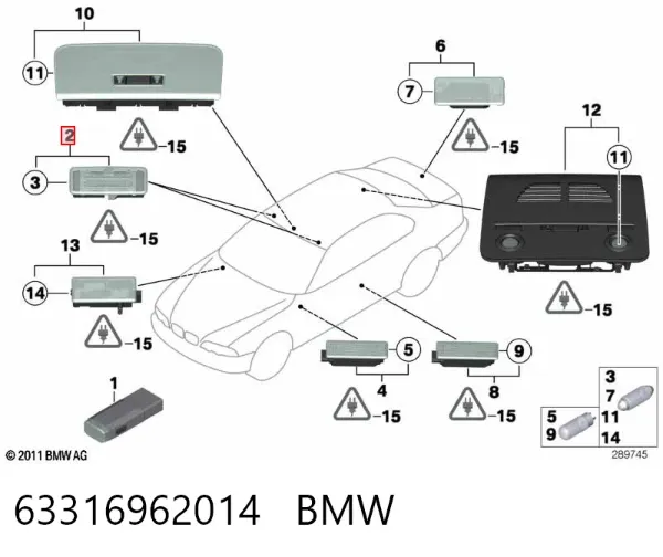 Lâmpada halógena, luzes máximas/médias 63316962014 BMW