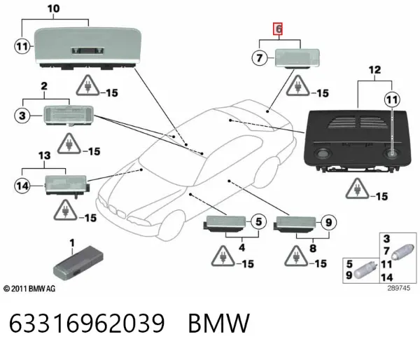 Quebra-luz de iluminação de salão (de cabina) 63316962039 BMW