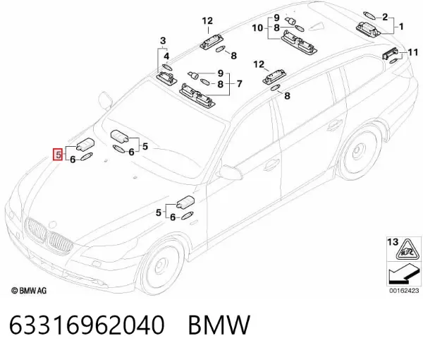 Quebra-luz de iluminação de salão (de cabina) 63316962040 BMW