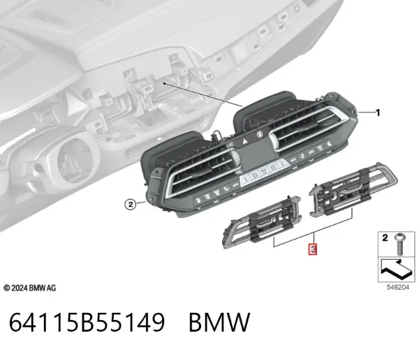Grelha de ventilação de salão no "painel de instrumentos" 64115B55149 BMW
