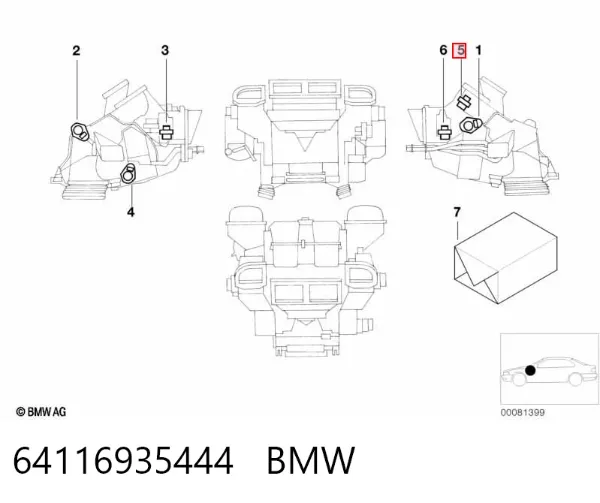 Acionamento de comporta de forno 64116935444 BMW