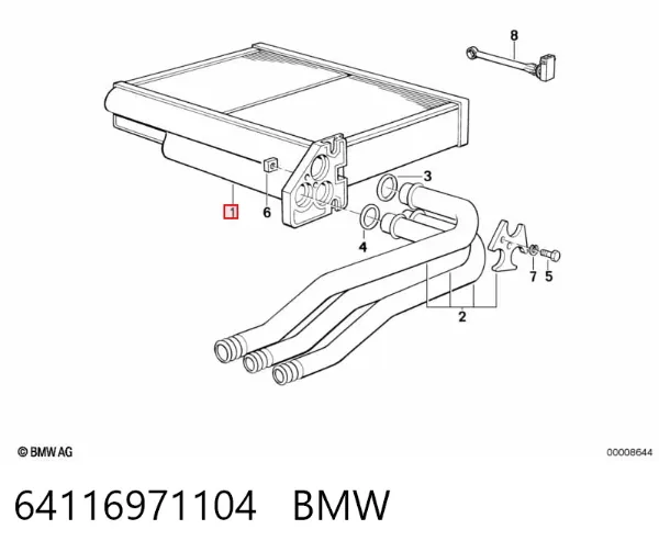 Radiador de forno (de aquecedor) 64116971104 BMW