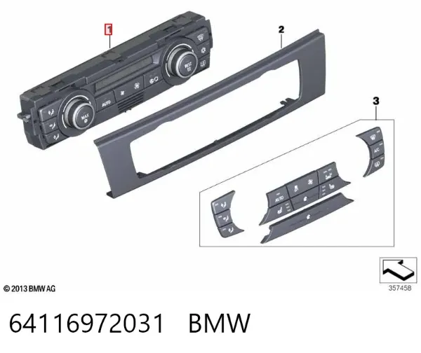 Unidade de controlo dos modos de aquecimento/condicionamento 64116972031 BMW