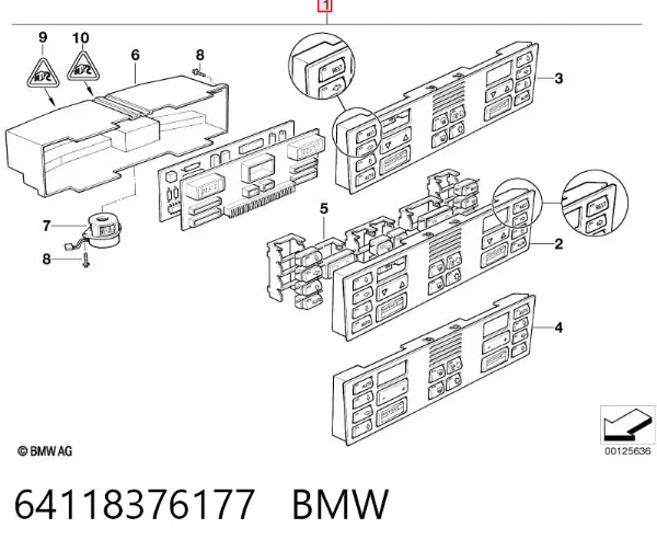 Unidade de controlo dos modos de aquecimento/condicionamento 64118376177 BMW