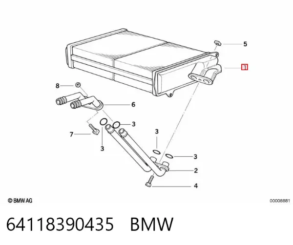 Radiador de forno (de aquecedor) 64118390435 BMW