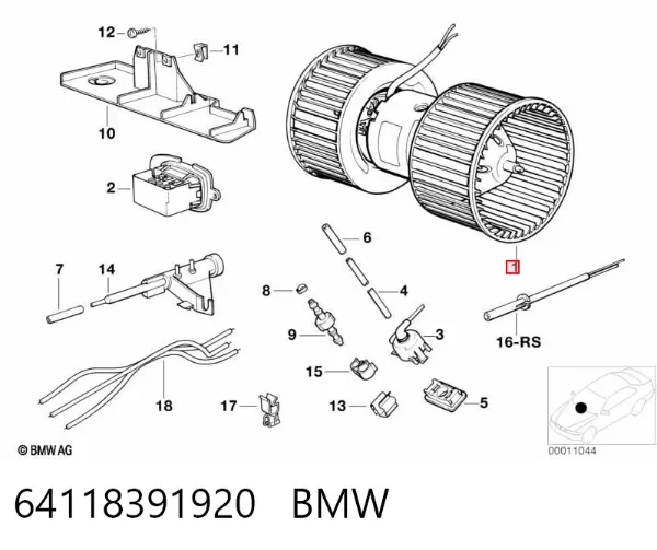 Motor de ventilador de forno (de aquecedor de salão) 64118391920 BMW