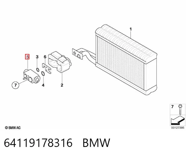 Válvula TRV de aparelho de ar condicionado 64119178316 BMW