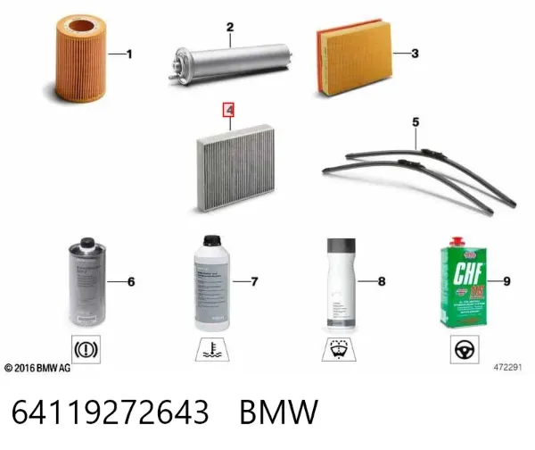 Filtro de salão 64119272643 BMW