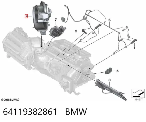 Motor de ventilador de forno (de aquecedor de salão) 64119382861 BMW