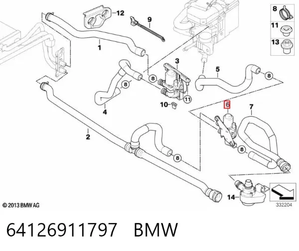 Válvula de forno (de aquecedor) 64126911797 BMW