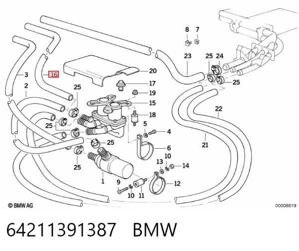 Mangueira (cano derivado) do sistema de esfriamento 64211391387 BMW