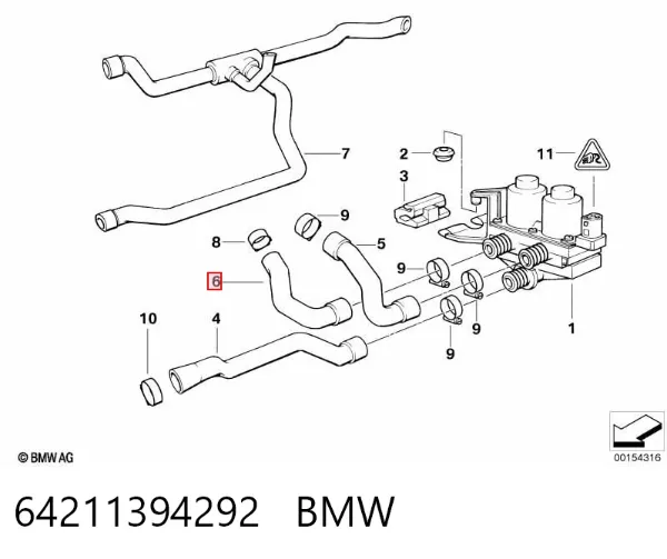 Mangueira (cano derivado) do sistema de esfriamento 64211394292 BMW