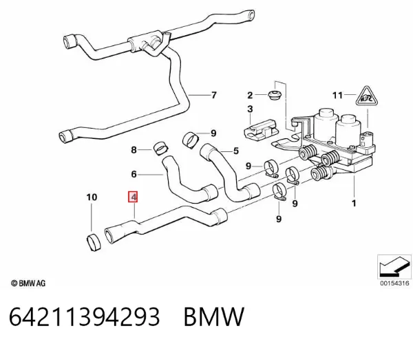 Mangueira (cano derivado) do sistema de esfriamento 64211394293 BMW