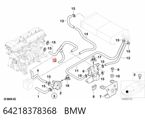 Mangueira (cano derivado) do sistema de esfriamento 64218378368 BMW