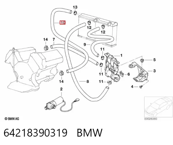 Mangueira (cano derivado) do sistema de esfriamento 64218390319 BMW