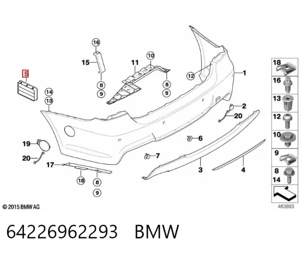 Grelha traseira de ventilação 64226962293 BMW