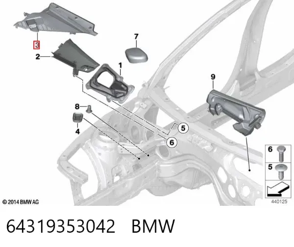 Dreno de pára-brisas, bofes 64319353042 BMW