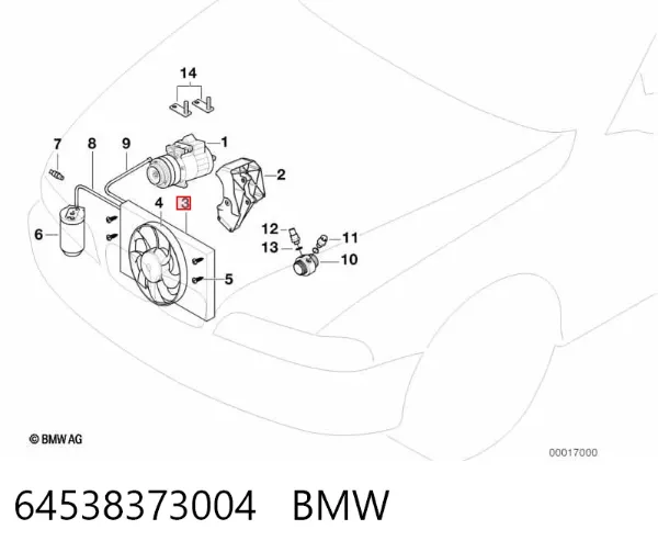 Radiador de aparelho de ar condicionado 64538373004 BMW