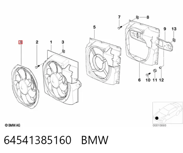 Difusor do radiador de aparelho de ar condicionado, montado com roda de aletas e o motor 64541385160 BMW