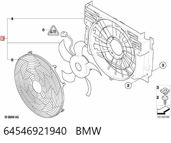Difusor do radiador de aparelho de ar condicionado, montado com roda de aletas e o motor 64546921940 BMW