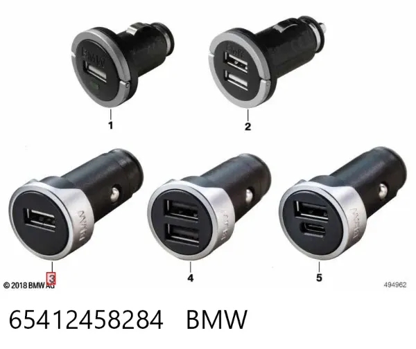 Dispositivo de carregamento USB 65412458284 BMW