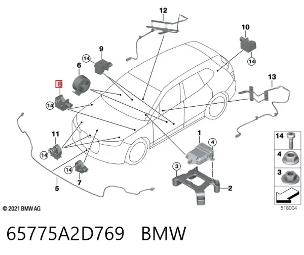 Sensor AIRBAG dianteiro 65775A2D769 BMW
