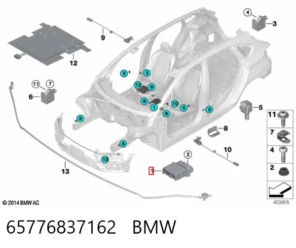 Módulo processador de controlo da bolsa de ar (Centralina eletrônica AIRBAG) 65776837162 BMW
