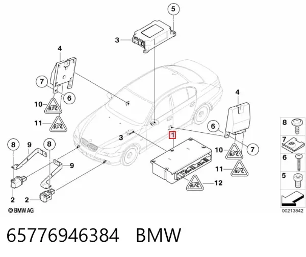 Módulo processador de controlo da bolsa de ar (Centralina eletrônica AIRBAG) 65776946384 BMW