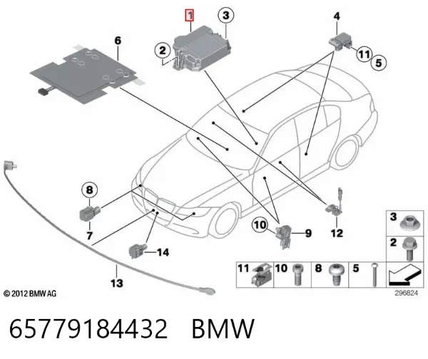 Módulo processador de controlo da bolsa de ar (Centralina eletrônica AIRBAG) 65779184432 BMW