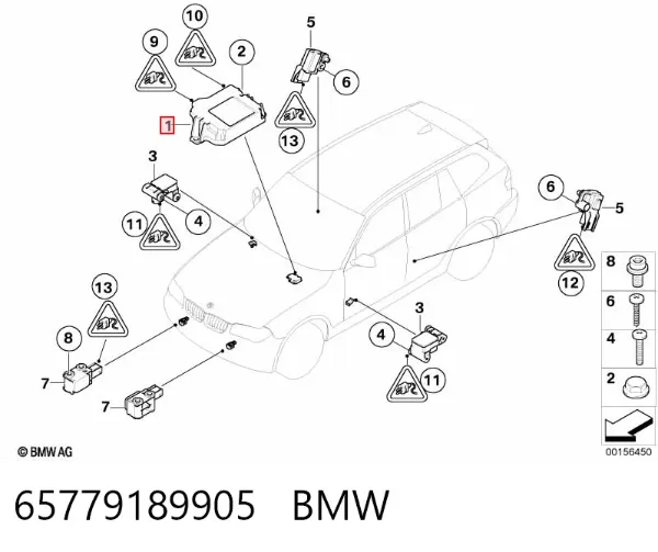 Módulo processador de controlo da bolsa de ar (Centralina eletrônica AIRBAG) 65779189905 BMW