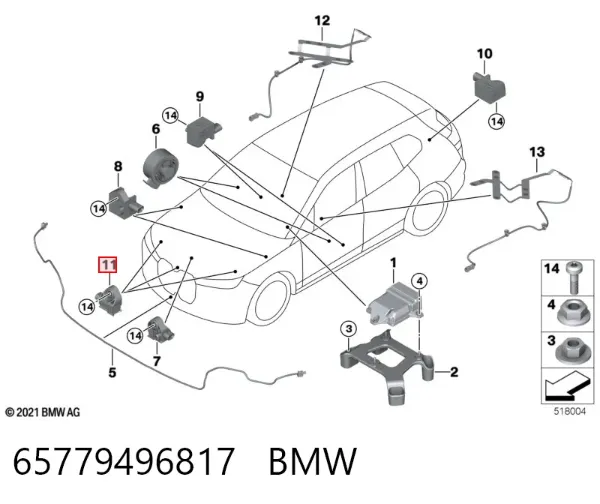 Sensor de aceleração longitudinal 65779496817 BMW